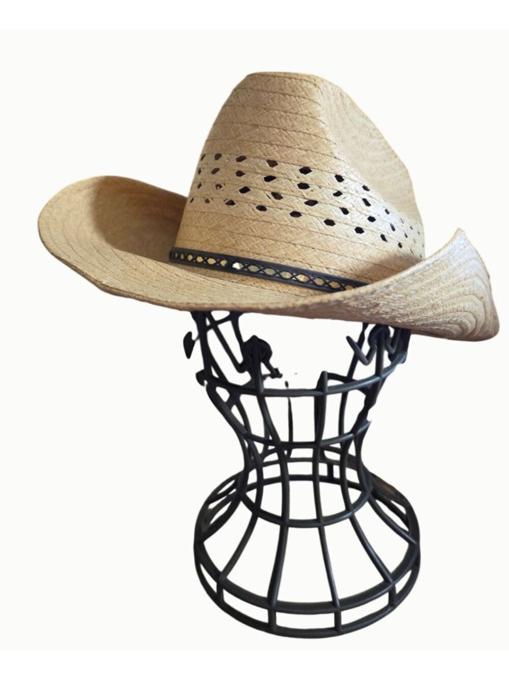 Vintage Goorin of California "Nugget" Straw Cowboy Hat Vented Medium Size 7 USA - Picture 3 of 10